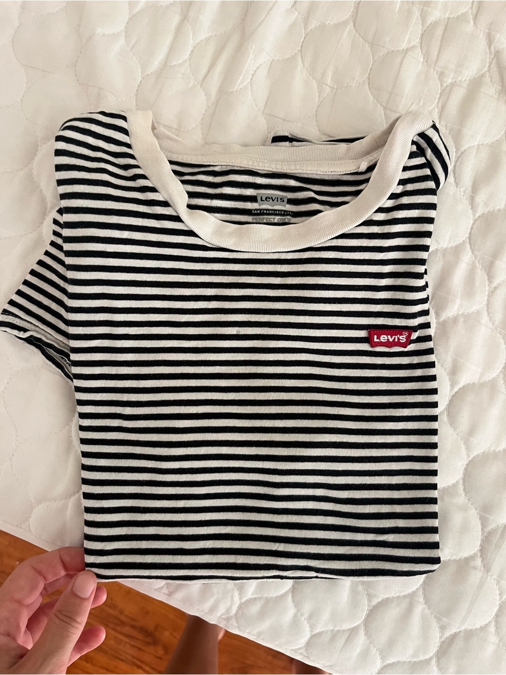 Levi's Black & White Striped Crew Neck Tee